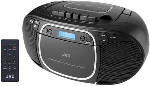 jvc RC-E561B-DAB hordozható rádiós magnó kazettákhoz és cd-khez usb port lcd kijelző aux bemenet bluetooth technológia beépített hangszórók